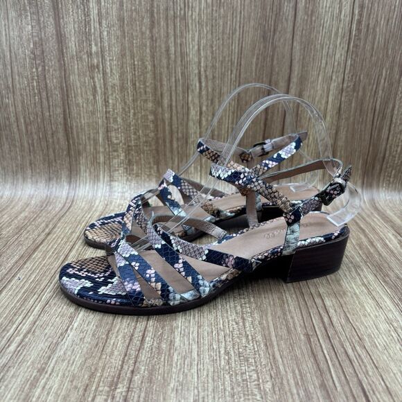 Madewell Lori Snake Embossed Leather Sandal Block Heel Women's Size 8.5 - Picture 5 of 8